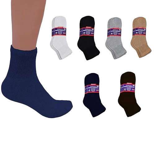 Women's 3 or 6 Pairs of Health Support Diabetic Ankle Circulatory Socks, Non-binding & Loose Fit (Brown/6 Pairs) - Image 3